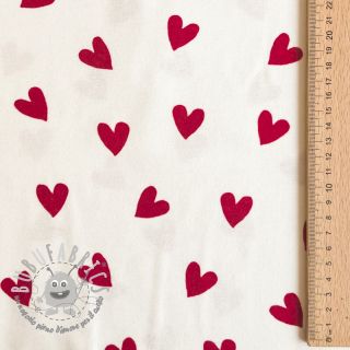 Tessuto di cotone FLANNEL Hearts off white