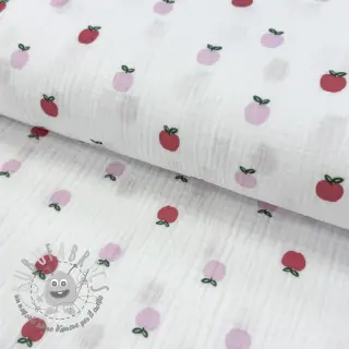 Mussola/Doppia garza Fruits apple white