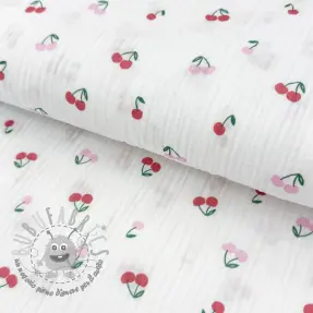 Mussola/Doppia garza Fruits cherry white