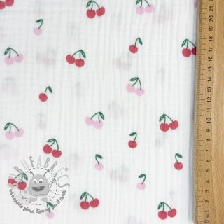 Mussola/Doppia garza Fruits cherry white