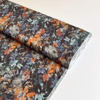 Viscosa SATIN Flowie Kin black digital print
