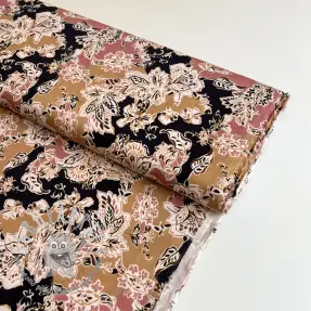 Viscosa SATIN Flowie Noe black digital print