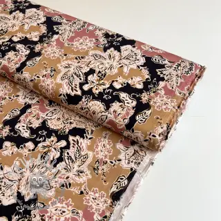 Viscosa SATIN Flowie Noe black digital print