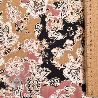 Viscosa SATIN Flowie Noe black digital print