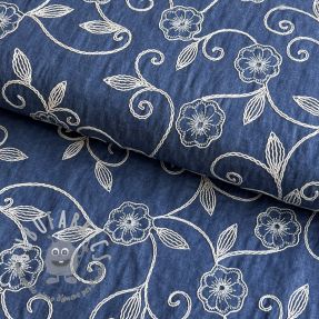 Tessuto di cotone JEANS EMBROIDERY Flowers