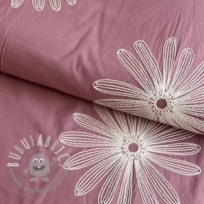 Tessuto di cotone EMBROIDERY Flowie mauve