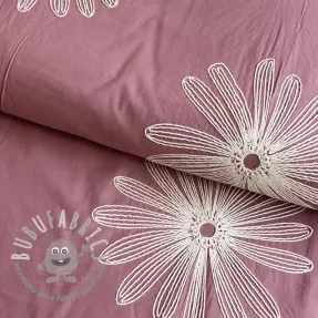 Tessuto di cotone EMBROIDERY Flowie mauve