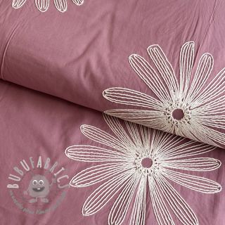 Tessuto di cotone EMBROIDERY Flowie mauve