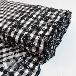 Tessuto di cotone Checks black white 1-side border