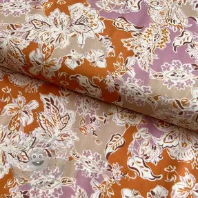 Viscosa SATIN Flowie Noe orange digital print