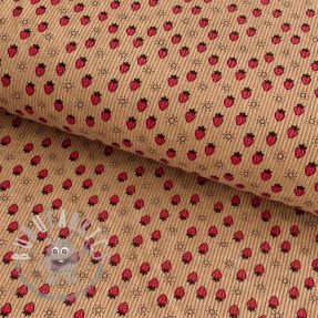 Velluto a coste STRETCH Little strawberries sand