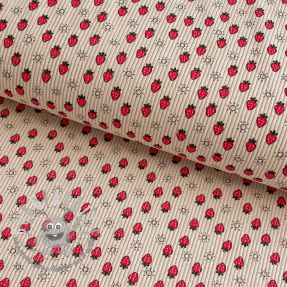 Velluto a coste STRETCH Little strawberries light sand