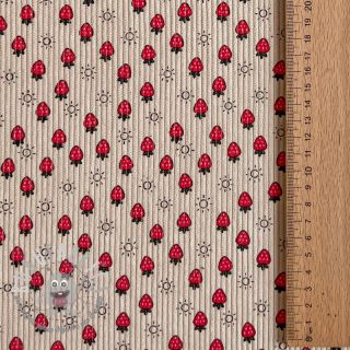 Velluto a coste STRETCH Little strawberries light sand