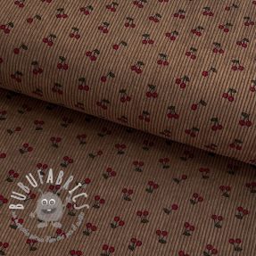 Velluto a coste STRETCH Little cherry taupe