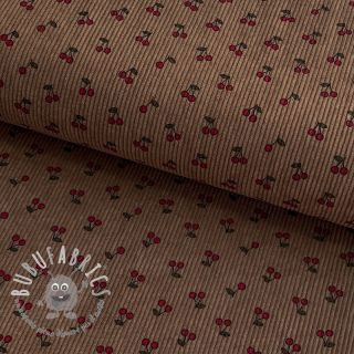Velluto a coste STRETCH Little cherry taupe