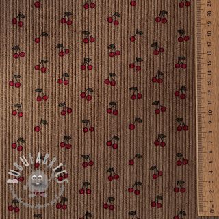 Velluto a coste STRETCH Little cherry taupe