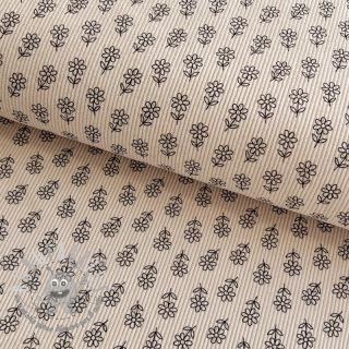 Velluto a coste STRETCH Little flower light sand