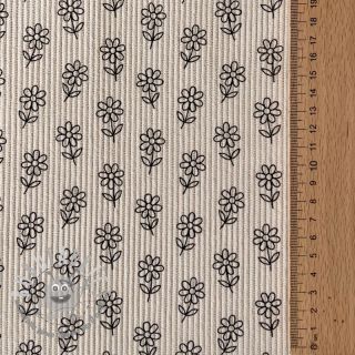 Velluto a coste STRETCH Little flower light sand