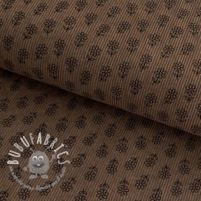 Velluto a coste STRETCH Little flower taupe