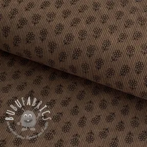 Velluto a coste STRETCH Little flower taupe