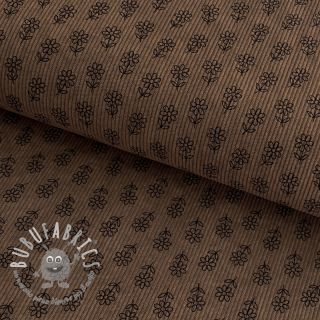 Velluto a coste STRETCH Little flower taupe
