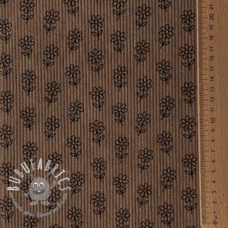 Velluto a coste STRETCH Little flower taupe