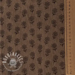 Velluto a coste STRETCH Little flower taupe