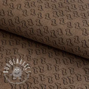 Velluto a coste STRETCH Little dino taupe