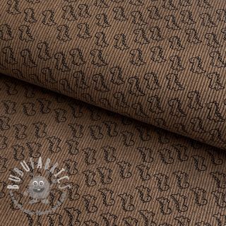 Velluto a coste STRETCH Little dino taupe