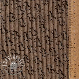 Velluto a coste STRETCH Little dino taupe