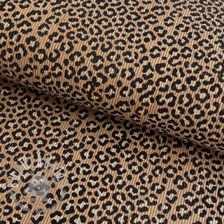 Velluto a coste STRETCH Little Leopard sand