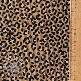 Velluto a coste STRETCH Little Leopard sand