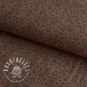 Velluto a coste STRETCH Little foxes taupe