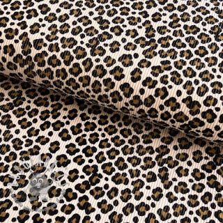 Velluto a coste STRETCH Little Leopard light sand