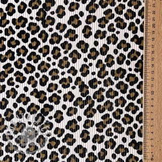 Velluto a coste STRETCH Little Leopard light sand