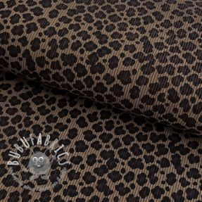 Velluto a coste STRETCH Little Leopard taupe