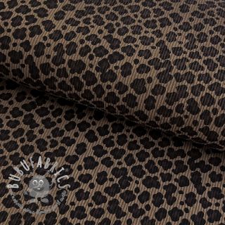 Velluto a coste STRETCH Little Leopard taupe