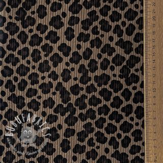 Velluto a coste STRETCH Little Leopard taupe
