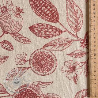 Tessuto decorativo RUSTIC VINTAGE PRINT Granata groseille