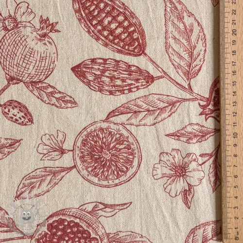 Tessuto decorativo RUSTIC VINTAGE PRINT Granata groseille
