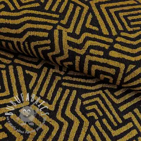 Tessuto decorativo jacquard Mesopotamie noir jaune