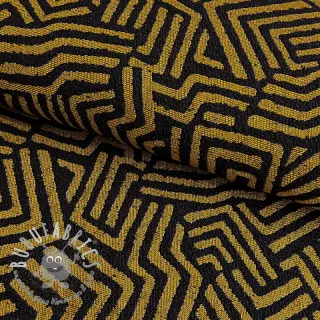Tessuto decorativo jacquard Mesopotamie noir jaune