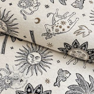 Tessuto decorativo jacquard Pygmalion ecru noir