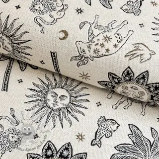 Tessuto decorativo jacquard Pygmalion ecru noir