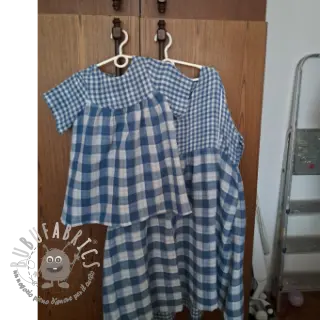 Mussola/Doppia garza Double sided CHECKS MINI indigo