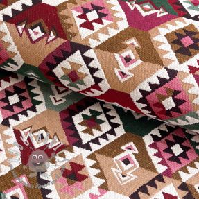 Tessuto decorativo jacquard Kilim fuchsia vert