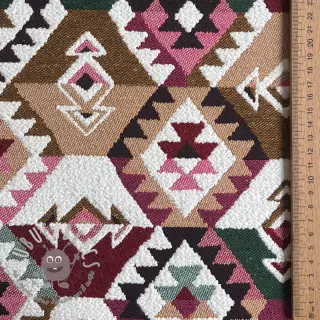 Tessuto decorativo jacquard Kilim fuchsia vert