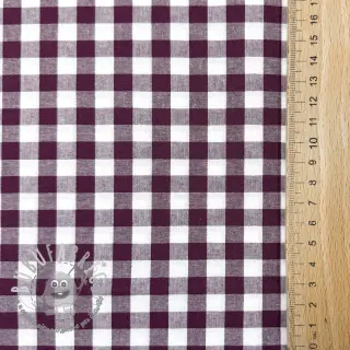 Tessuto di cotone Check aubergine