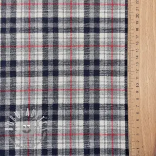 Scottish Check YARN DYED BRUSHED navy ecru red