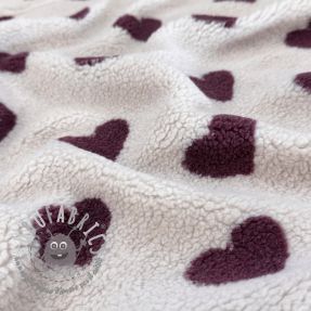 Tessuto per cappotti TEDDY JACQUARD Hearts rouge